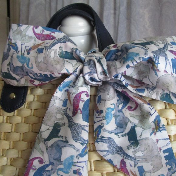 Liberty of London Accessories - Liberty Art Fabric Skinny Scarf Queue The Zoo Blue Purple